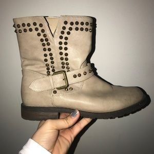 Tan, studded boots from Charlotte Russe